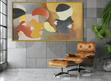 Large Abstract Face Art Oil Painting Painting On Canvas Contemporary Art Abstract Wall Art Original Painting Gold Wall Art (style: 01, size: 80x160cm)