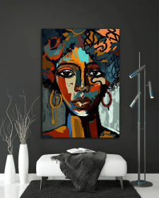 Abstract Woman Face Art Colorful Art Face Art Colorful Woman Canvas Colorful Face Canvas Painting Famous Wall Art Oil Painting Art (style: 01, size: 60x90cm)