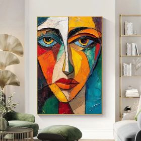 Original Colorful Portrait Oil Painting on Canvas Abstract Pretty Female Model Painting Large Wall Art Custom Bedroom Wall Decor Gift (style: 01, size: 140x210cm)