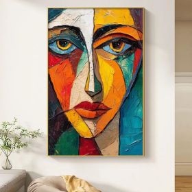 Original Colorful Portrait Oil Painting on Canvas Abstract Pretty Female Model Painting Large Wall Art Custom Bedroom Wall Decor Gift (style: 01, size: 90x130cm)