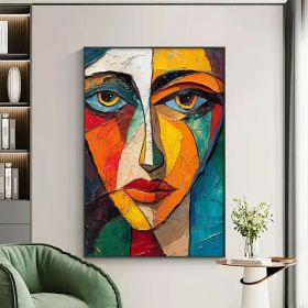 Original Colorful Portrait Oil Painting on Canvas Abstract Pretty Female Model Painting Large Wall Art Custom Bedroom Wall Decor Gift (style: 01, size: 100x150cm)