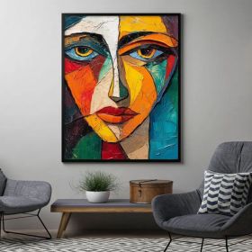 Original Colorful Portrait Oil Painting on Canvas Abstract Pretty Female Model Painting Large Wall Art Custom Bedroom Wall Decor Gift (style: 01, size: 120x160cm)